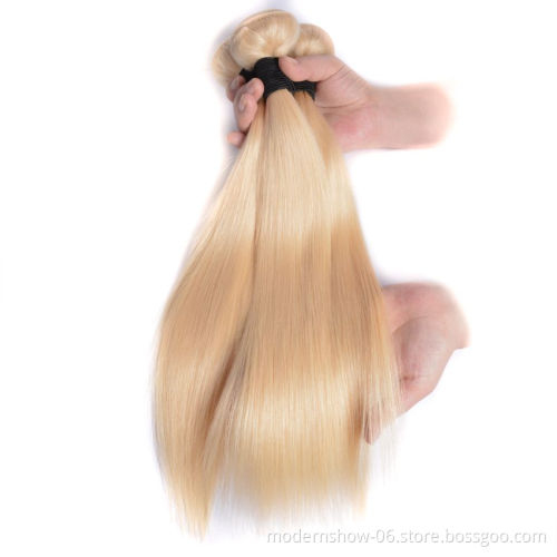 Raw cuticle aligned straight blond 613 human hair,Virgin Hair bundles with lace closure frontal